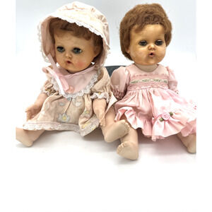 2 Vintage Amer Char Doll Corp Doll Moving Sleep Eyes Squeaker